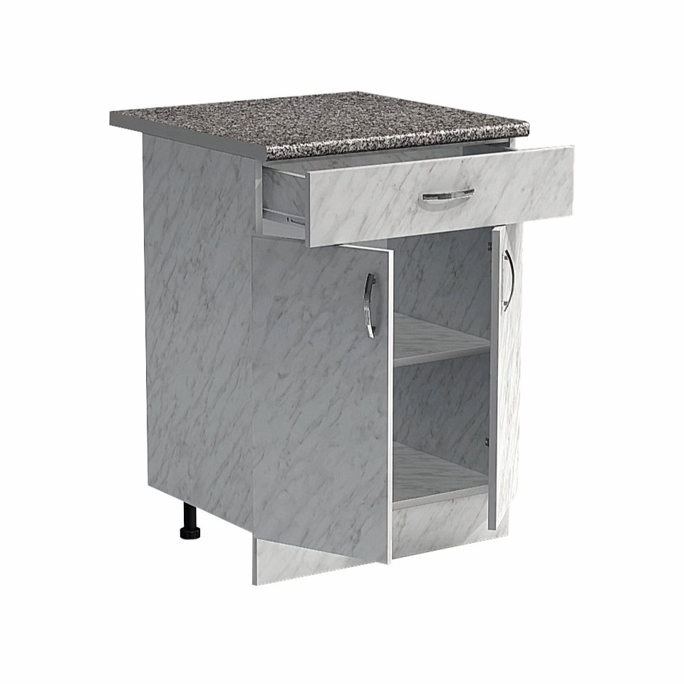 Рабочий стол 60 цвет Карара (1 ящик) столешница Гранит SANTREK HOME (ЛДСП)