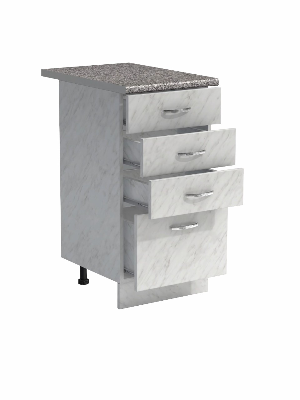 Рабочий стол 40 цвет Карара (3+1 ящик) столешница Гранит SANTREK HOME (ЛДСП)