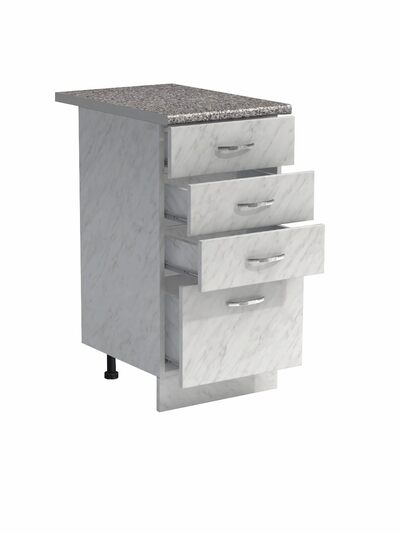 Рабочий стол 40 цвет Карара (3+1 ящик) столешница Гранит SANTREK HOME (ЛДСП)