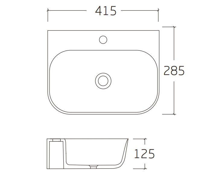 Раковина подвесная HOLLER K-6412 (415*285*125мм), белая (+ крепеж)