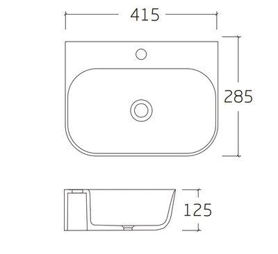 Раковина подвесная HOLLER K-6412 (415*285*125мм), белая (+ крепеж)