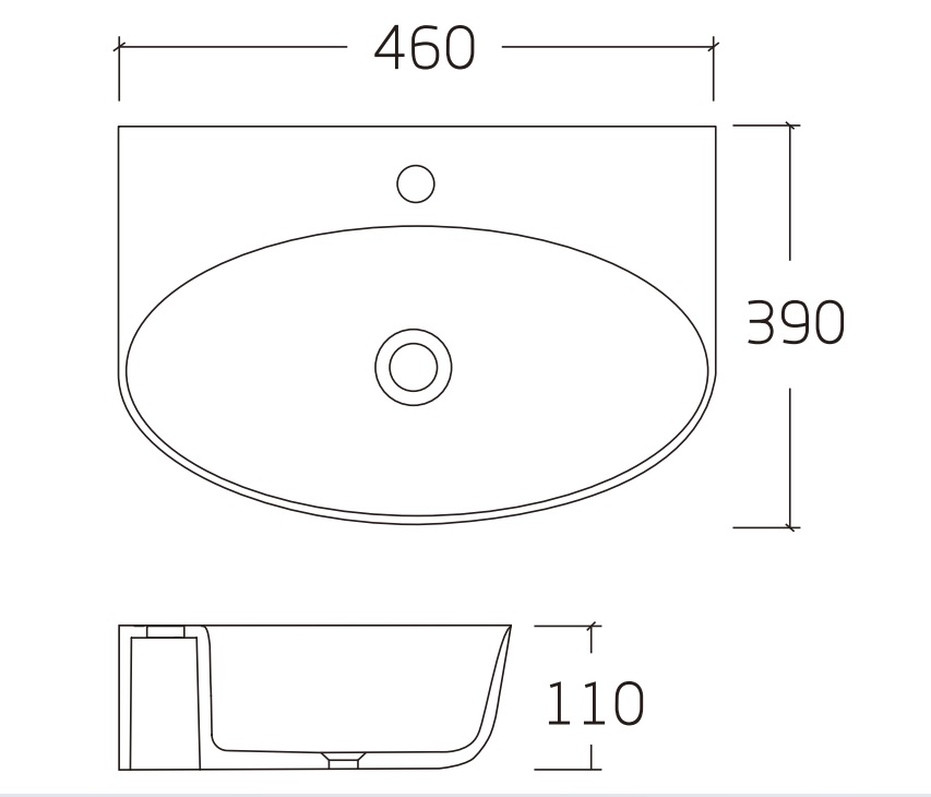 Раковина подвесная HOLLER K-6429-46 (460*390*110мм), белая (+ крепеж)