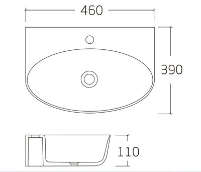 Раковина подвесная HOLLER K-6429-46 (460*390*110мм), белая (+ крепеж)