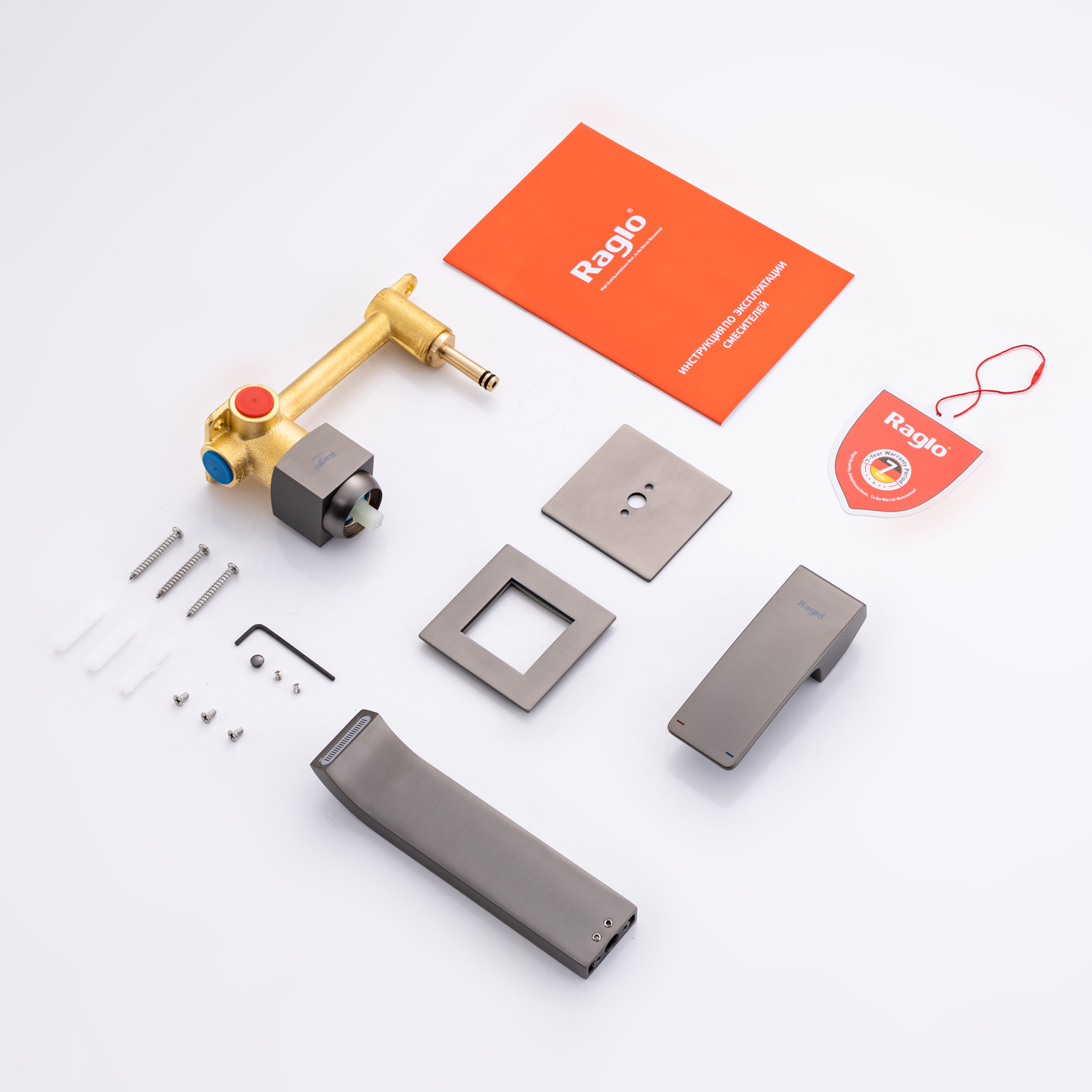 R02.11.09 Смеситель встраиваемый  для умывальника RAGLO (графит)