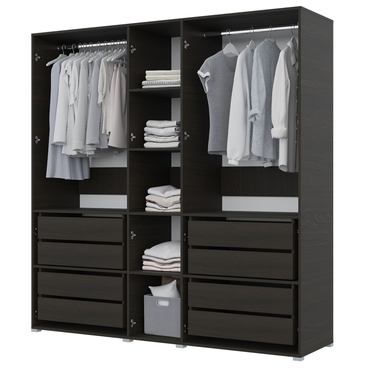  Шкаф Бостон 2000 5 створок, 4 ящика, 4 полки М Венге/Белый (11 мест)