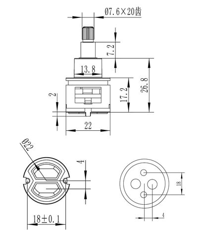 Картридж SAVOL 22MM для переключателя душа S-FX06