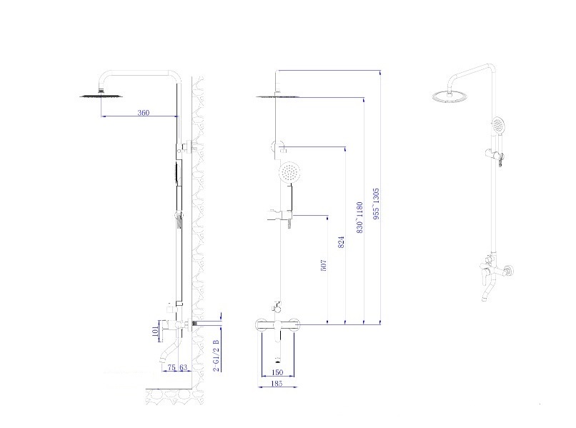 Душевая система с изливом RUSH Santiago SUS1116-40 