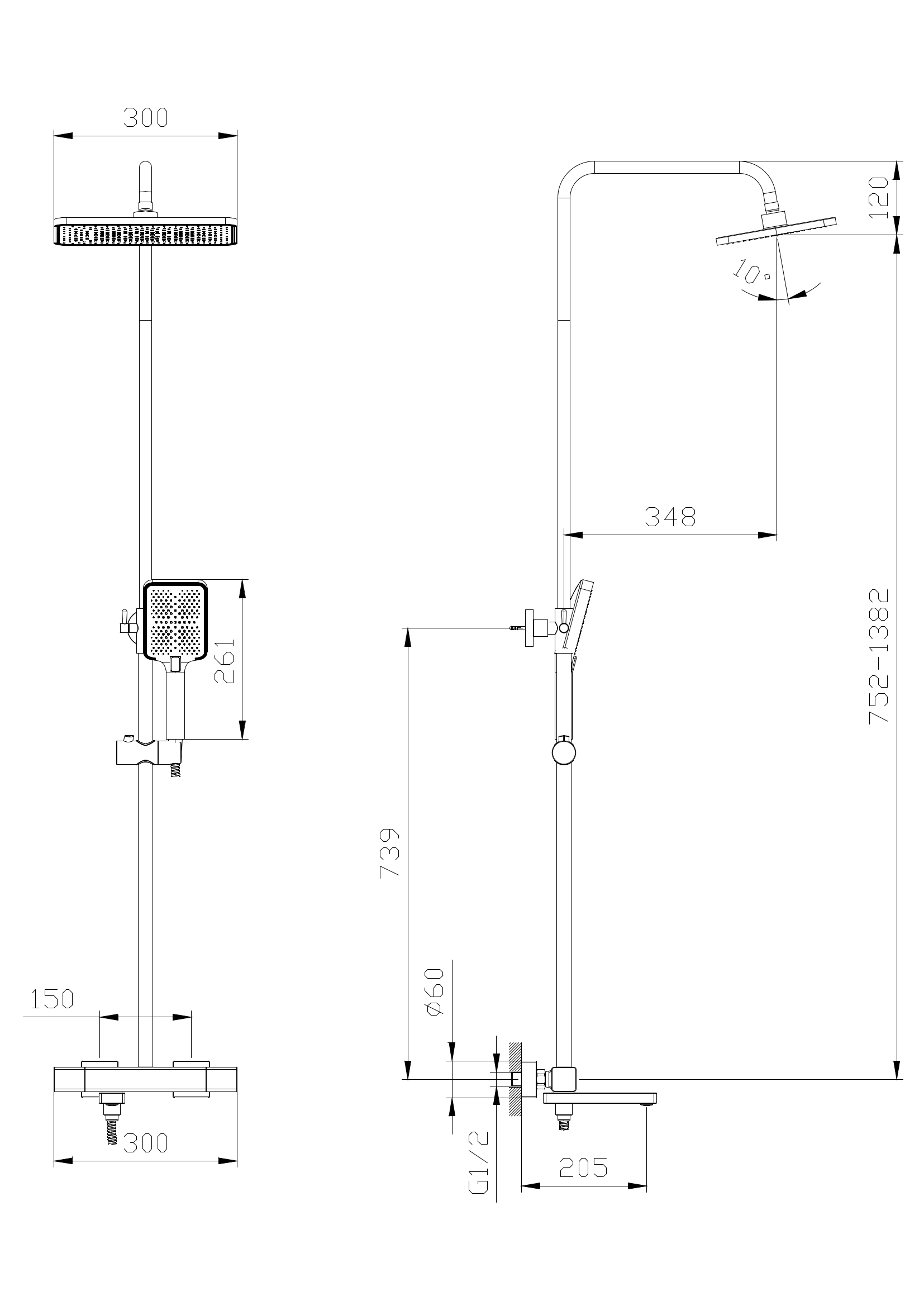 Тропическая душевая система RUSH Socotra (ST4235-60) термостатическая с изливом, хром