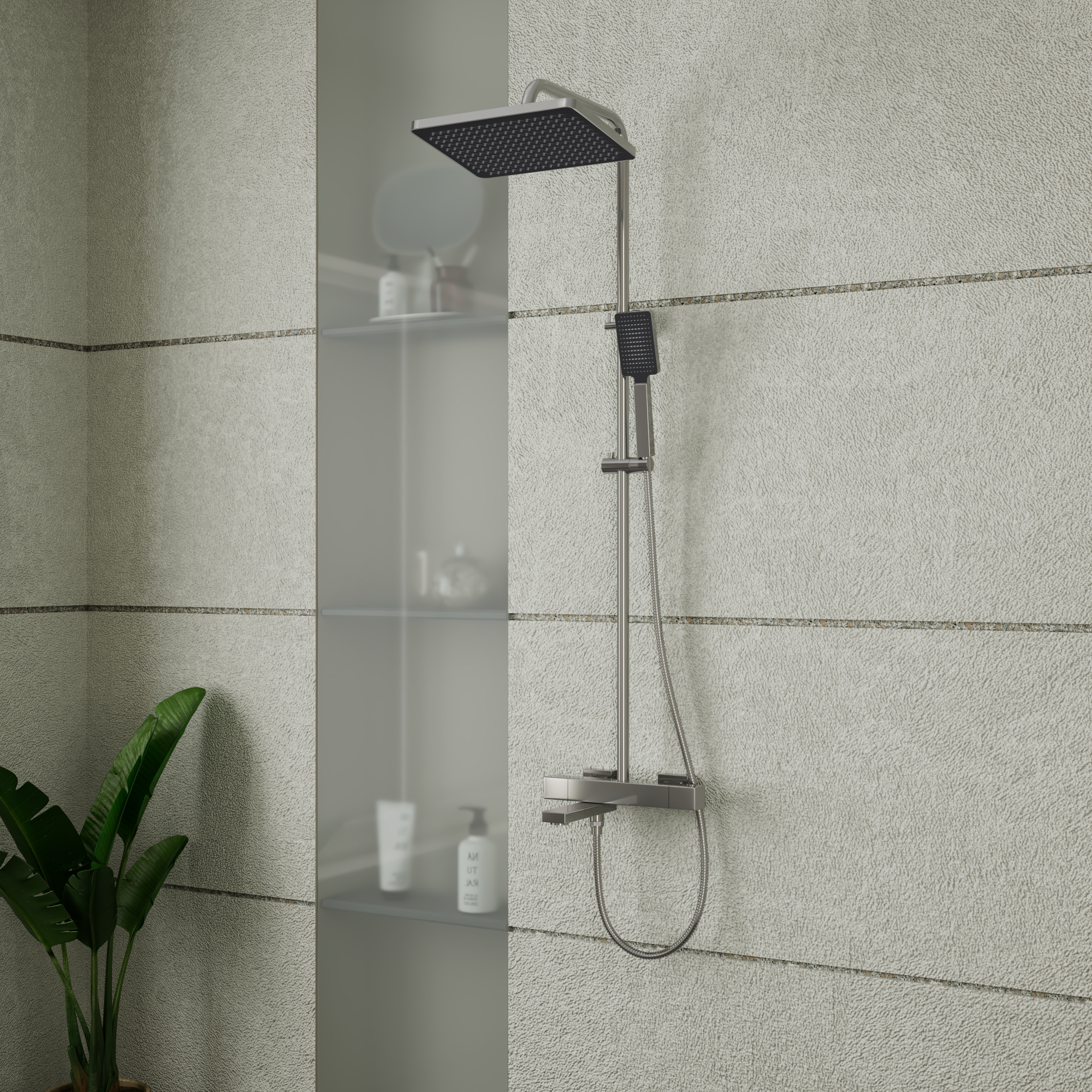 Тропическая душевая система RUSH Socotra (ST4235-60) термостатическая с изливом, хром