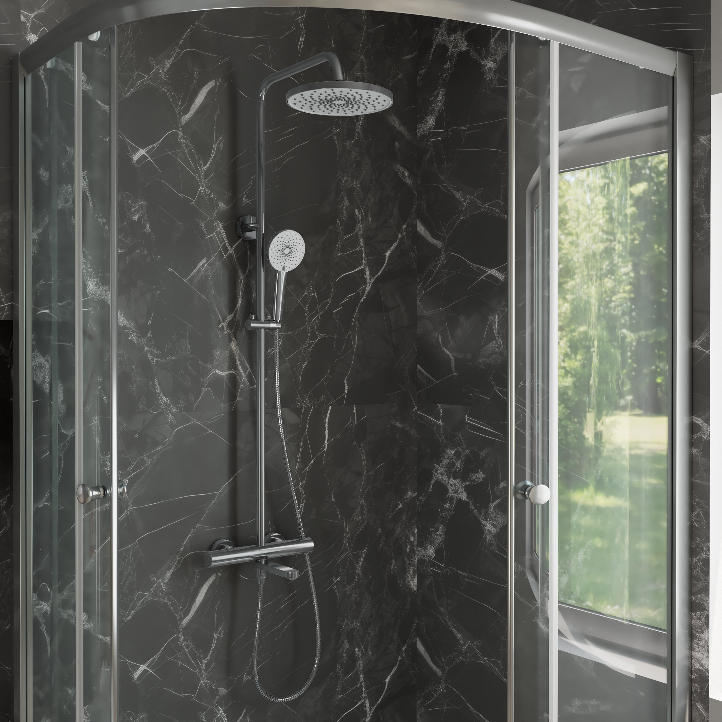 Тропическая душевая система RUSH Socotra (ST4235-70) термостатическая с изливом хром