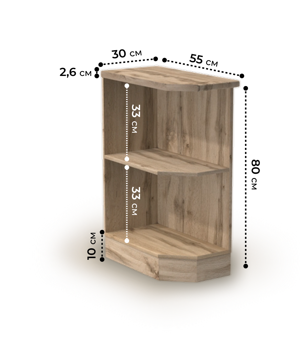 Стол-полка 300 левый цвет Графит/Дуб вотан столешница Дуб вотан SANTREK HOME (ЛДСП)