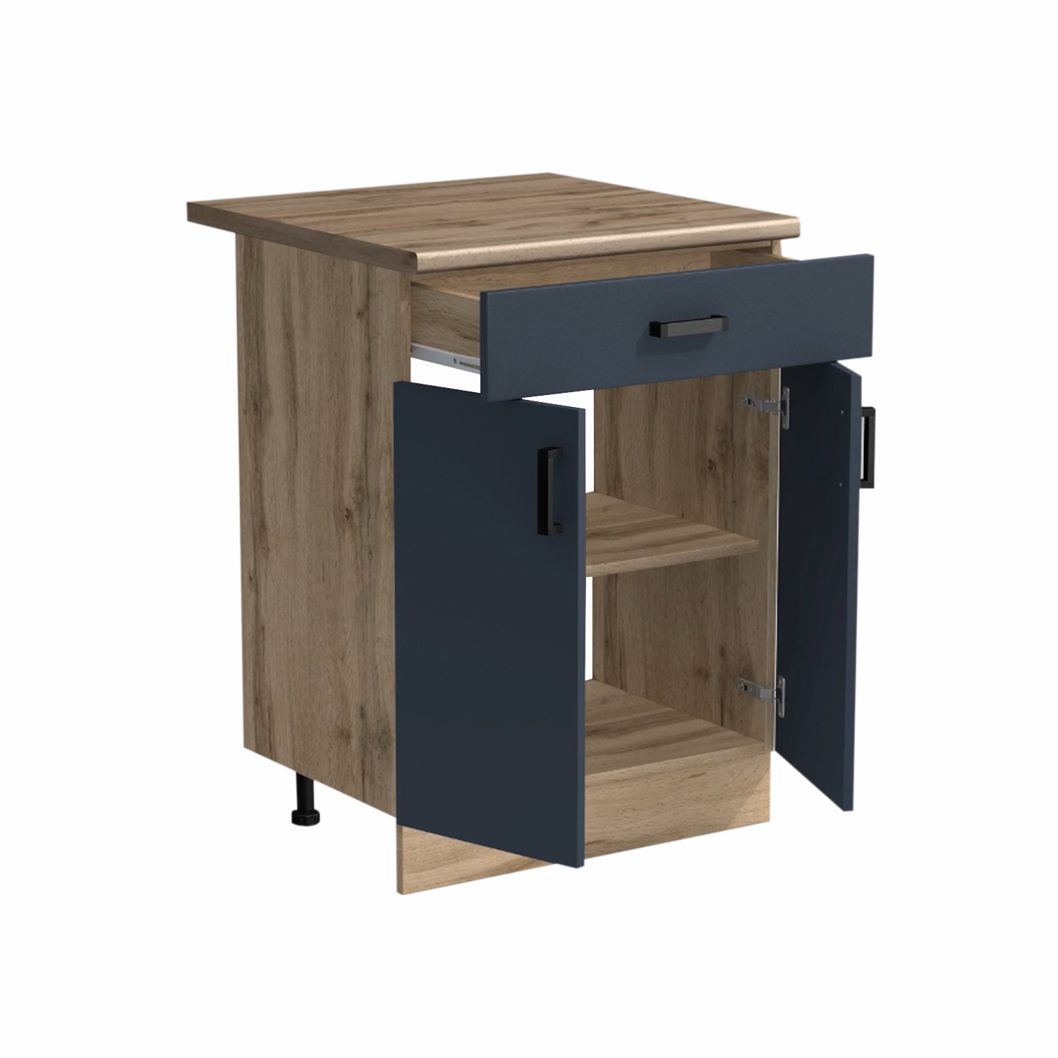 Рабочий стол 60 цвет Графит/Дуб вотан (1 ящик) столешница Дуб вотан SANTREK HOME (ЛДСП)