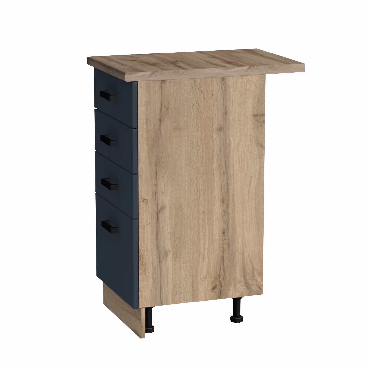 Рабочий стол 40 цвет Графит/Дуб вотан (3+1 ящик) столешница Дуб вотан  SANTREK HOME (ЛДСП)