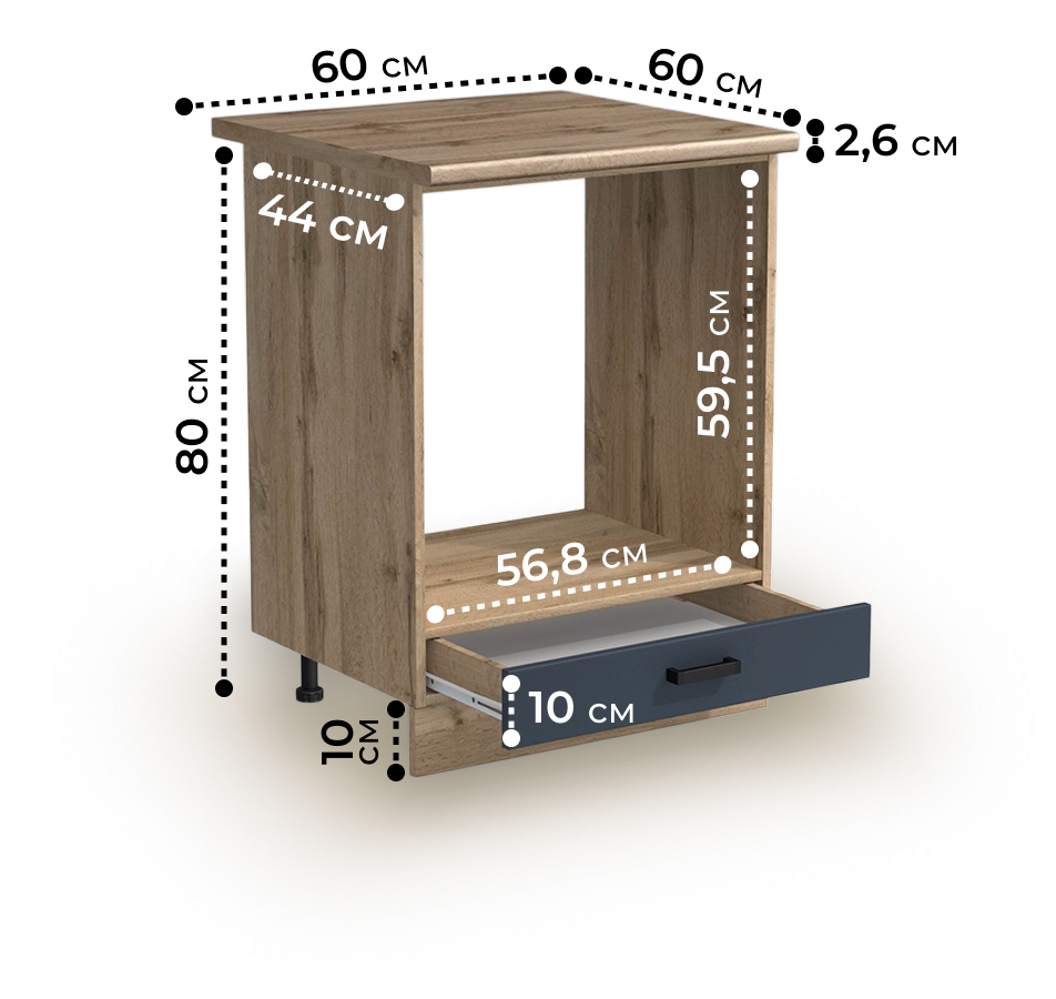 Рабочий стол под духовой шкаф 60 цвет Графит/Дуб вотан столешница Дуб вотан SANTREK HOME (ЛДСП)