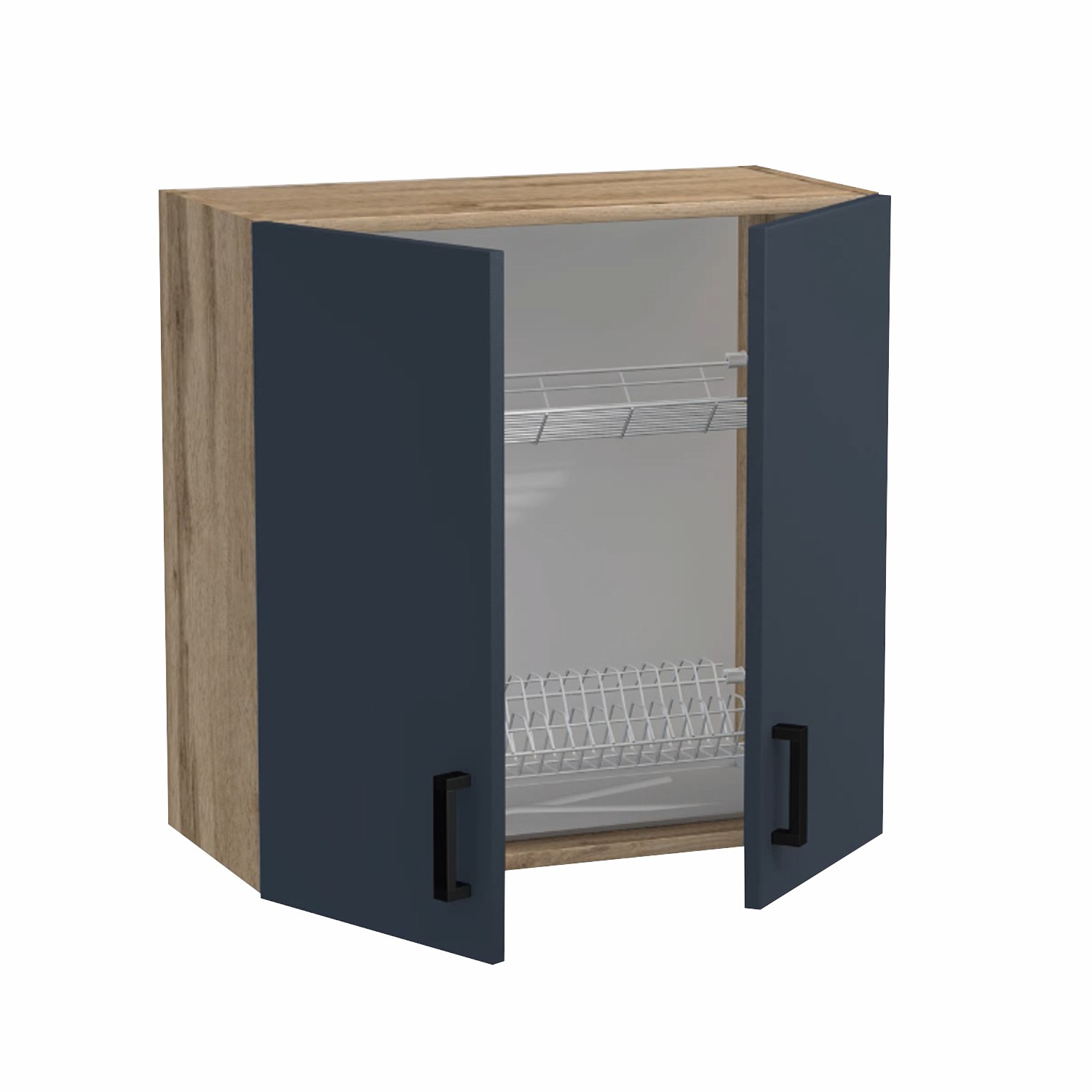 Шкаф для посуды 60 цвет Графит/Дуб вотан (с сушкой) SANTREK HOME (ЛДСП)