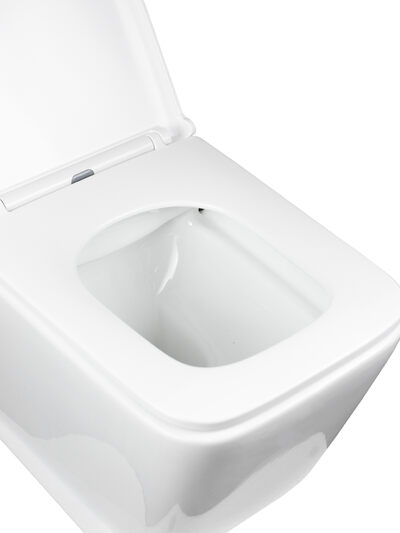 Унитаз подвесной безободковый HOLLER BLOCK (520*340*355мм, сиденье дюропласт, микролифт) белый