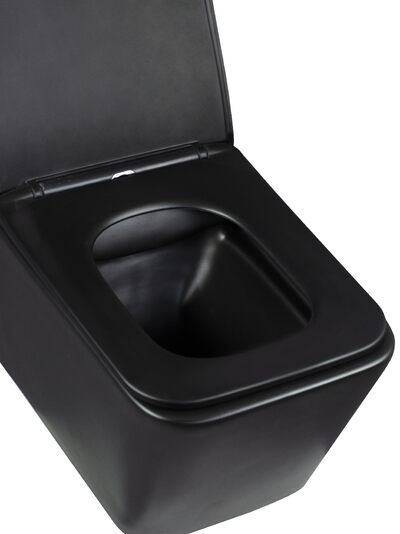 Унитаз подвесной безободковый HOLLER BLOCK MB (520*340*355мм, сиденье дюропласт, микролифт) черный матовый