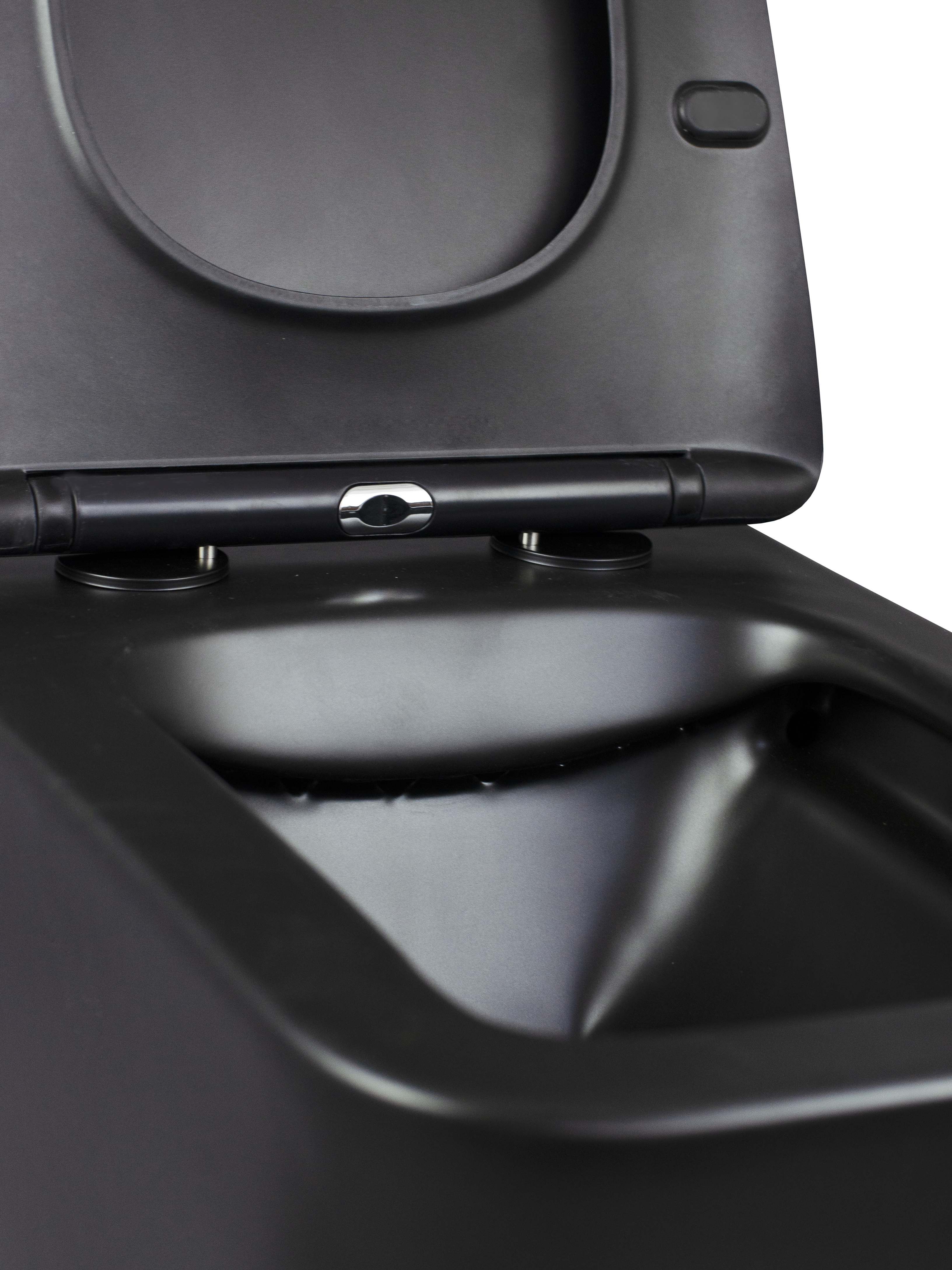 Унитаз подвесной безободковый HOLLER BLOCK MB (520*340*355мм, сиденье дюропласт, микролифт) черный матовый