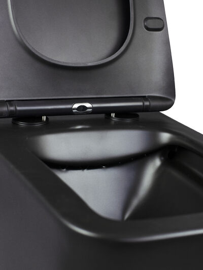 Унитаз подвесной безободковый HOLLER BLOCK MB (520*340*355мм, сиденье дюропласт, микролифт) черный матовый