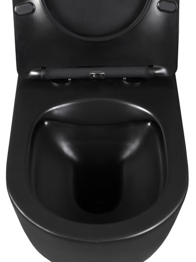  Унитаз подвесной безободковый HOLLER WALL MB (530*360*350мм, сиденье дюропласт, микролифт) черный матовый