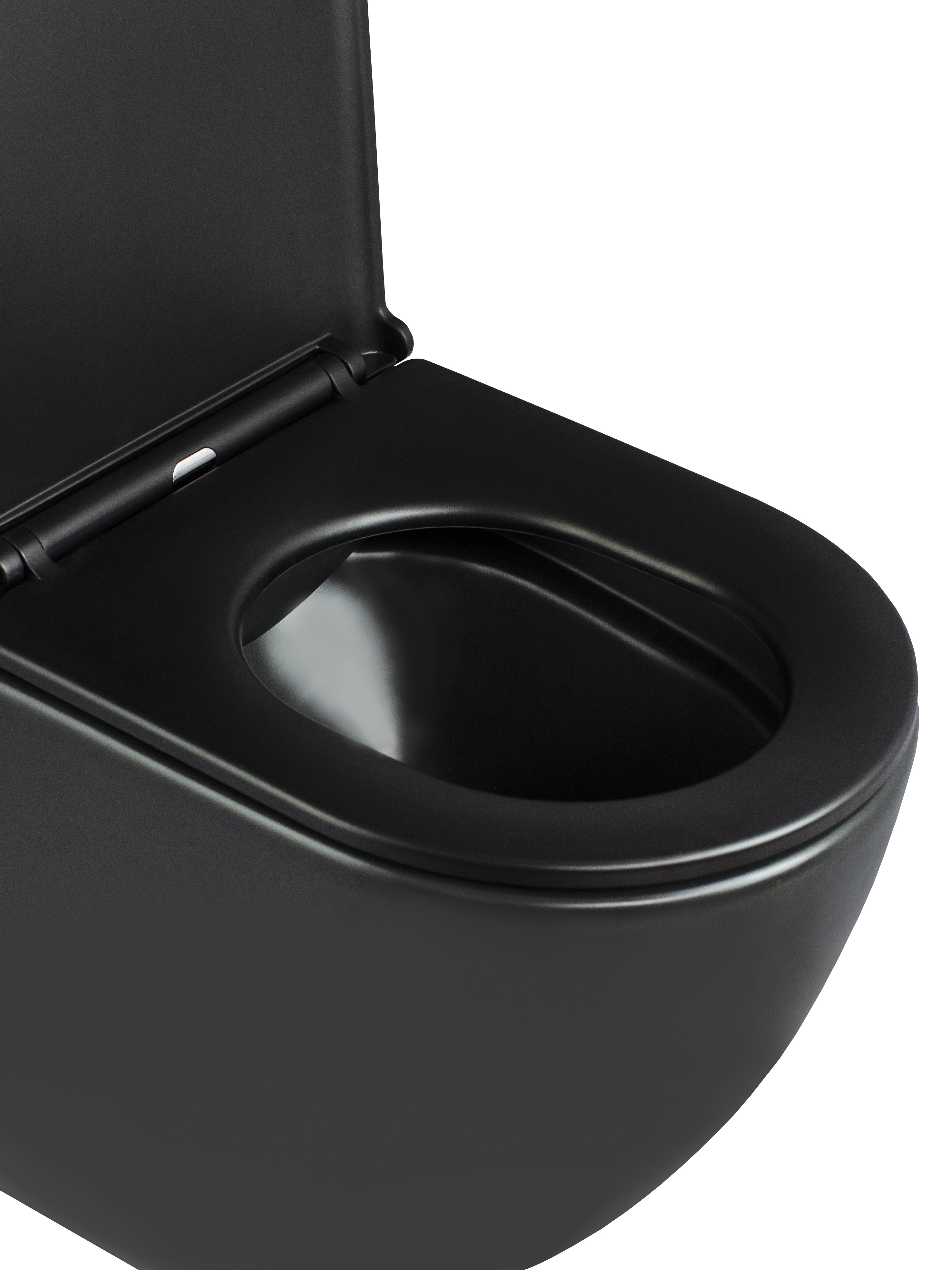 Унитаз-компакт безободковый HOLLER WEST MB (620*360*820мм, сиденье дюропласт с микролифтом, арматура 2-х режимная)  (2 места) черный матовый