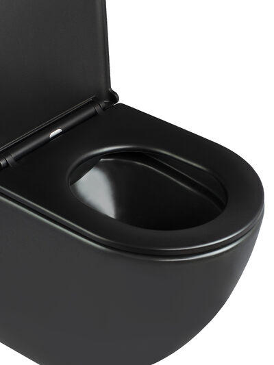 Унитаз-компакт безободковый HOLLER WEST MB (620*360*820мм, сиденье дюропласт с микролифтом, арматура 2-х режимная)  (2 места) черный матовый Унитаз-компакт безободковый HOLLER WEST MB (620*360*820мм, сиденье дюропласт с микролифтом, арматура 2-х режимная)  (2 места) черный матовый