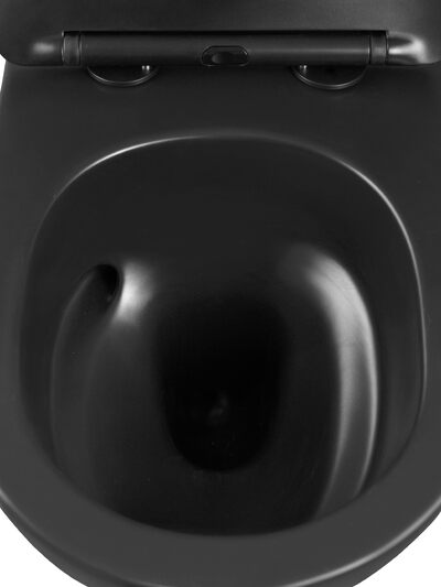Унитаз подвесной безободковый (Торнадо) HOLLER WIND MB (530*360*350мм, сиденье дюропласт, микролифт) черный матовый