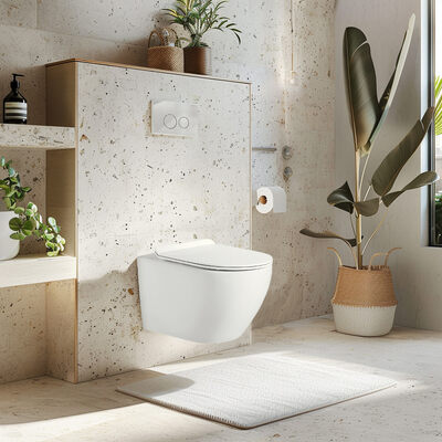 Унитаз подвесной безободковый (Торнадо) HOLLER FLOW MW (530*360*350мм, сиденье дюропласт, микролифт) белый матовый