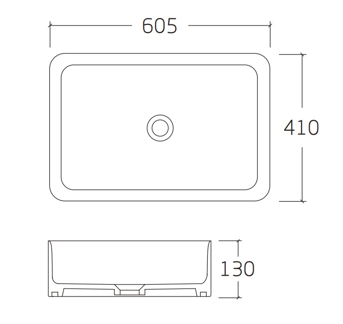 Раковина накладная HOLLER K-6431 (605*410*130мм), белая