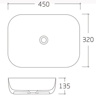 Раковина накладная HOLLER K-6513-SZ2 (450*320*135мм), белый мрамор