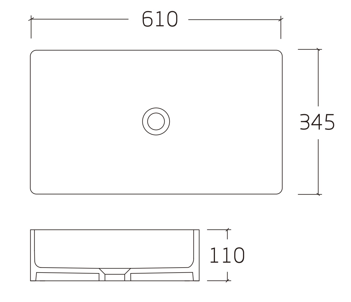 Раковина накладная HOLLER K-6260-60-SZ3 (610*345*110мм), темный мрамор