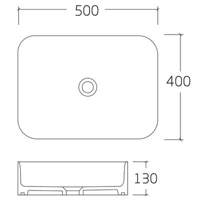 Раковина накладная HOLLER K-6509-SZ6 (500*400*130мм), белый мрамор