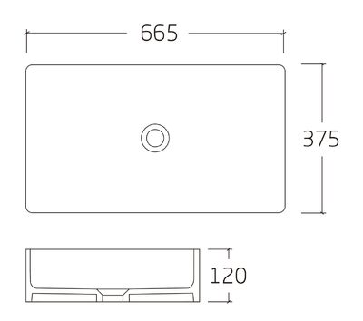Раковина накладная HOLLER K-6275-SZ8 (665*375*120мм) белый мрамор