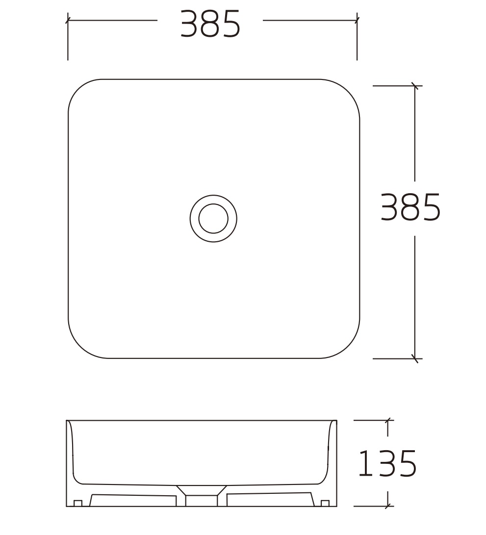 Раковина накладная HOLLER K-6508-SZ9 (385*385*135мм), темный мрамор