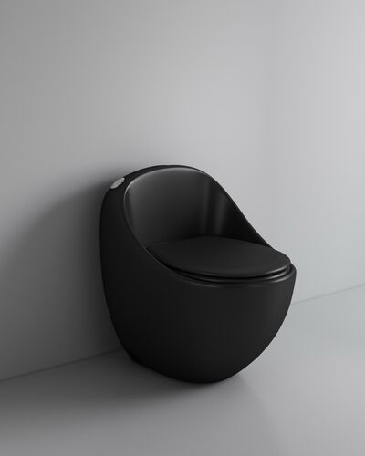 Унитаз-моноблок безободковый HOLLER FUTURE MB (690*460*660мм, сиденье дюропласт с микролифтом, арматура 2-х режимная)  (1 место) черный матовый