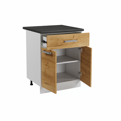 Стол разделочный МУВИ, 1 ящик Н600-1Я Дуб Крафт Золотой (810х600х450) Столешница Дуб Обожённый (1167)