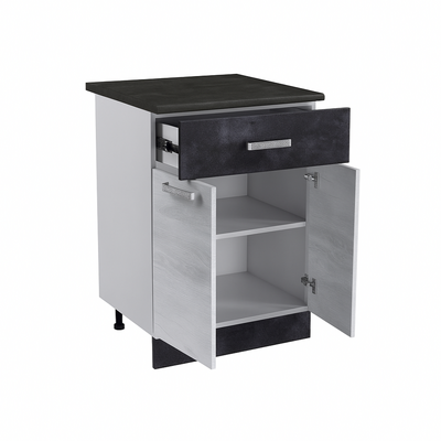 Стол разделочный НИКА, 1 ящик Н600-1Я Цемент Темный/Бетон Пайн (810х600х450) Столешница Луна (1213)