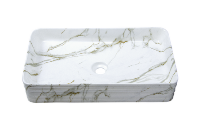 Раковина накладная HOLLER K-6275-SZ8 (665*375*120мм) белый мрамор