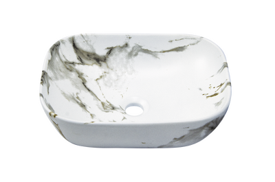 Раковина накладная HOLLER K-6513-SZ2 (450*320*135мм), белый мрамор