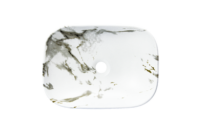 Раковина накладная HOLLER K-6513-SZ2 (450*320*135мм), белый мрамор