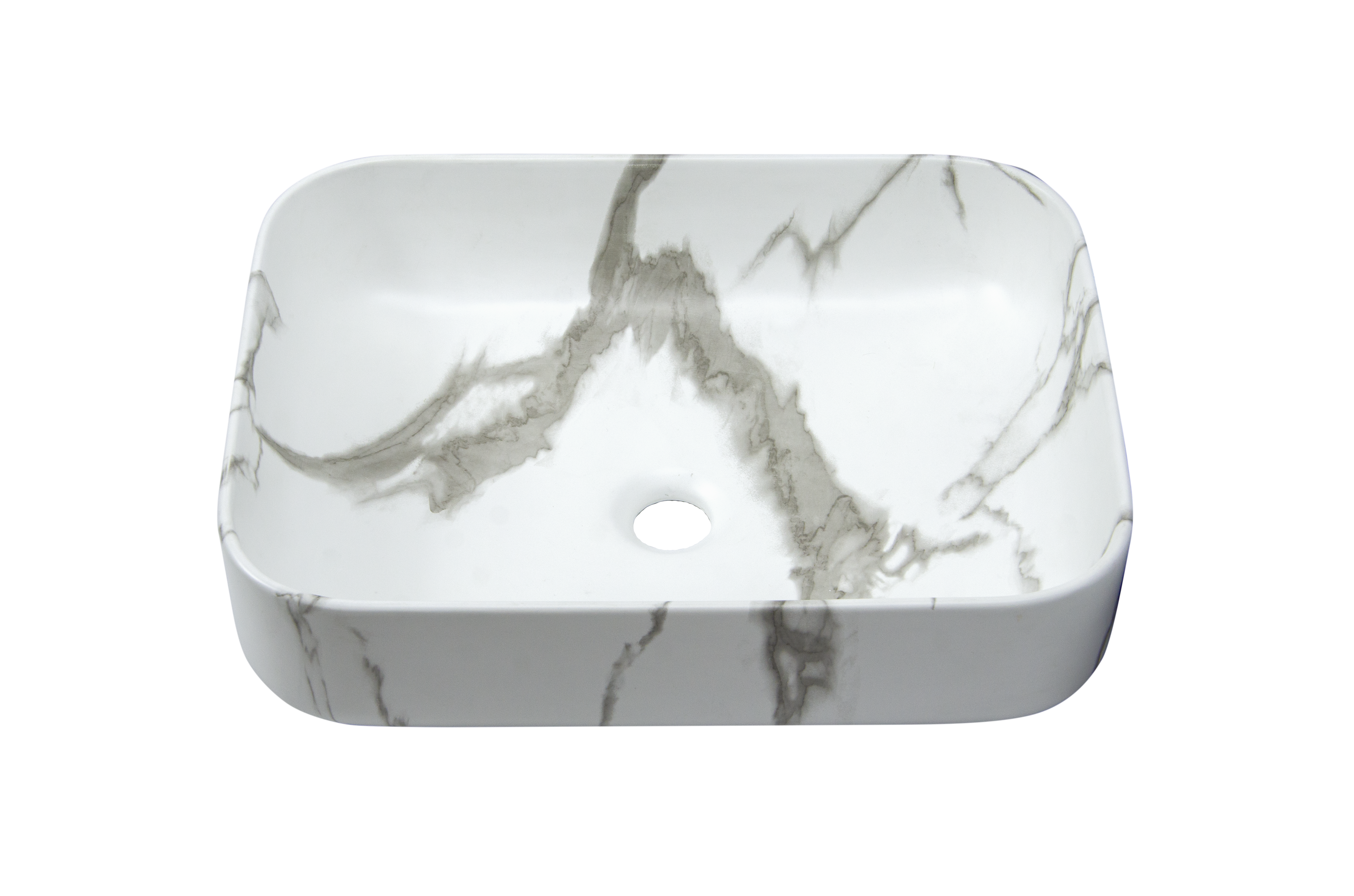 Раковина накладная HOLLER K-6509-SZ6 (500*400*130мм), белый мрамор