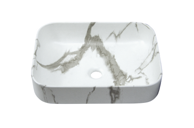 Раковина накладная HOLLER K-6509-SZ6 (500*400*130мм), белый мрамор