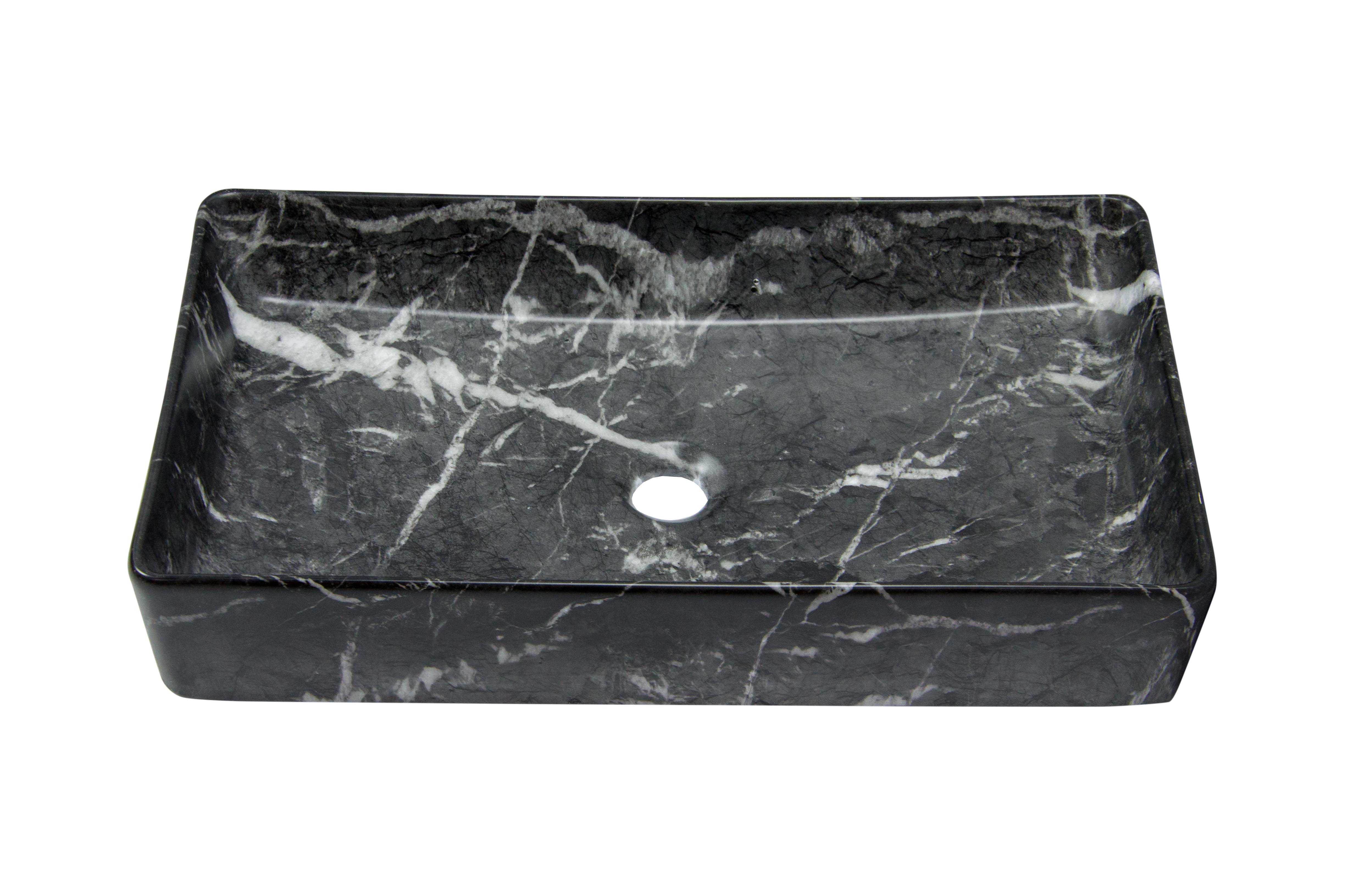 Раковина накладная HOLLER K-6260-60-SZ3 (610*345*110мм), темный мрамор