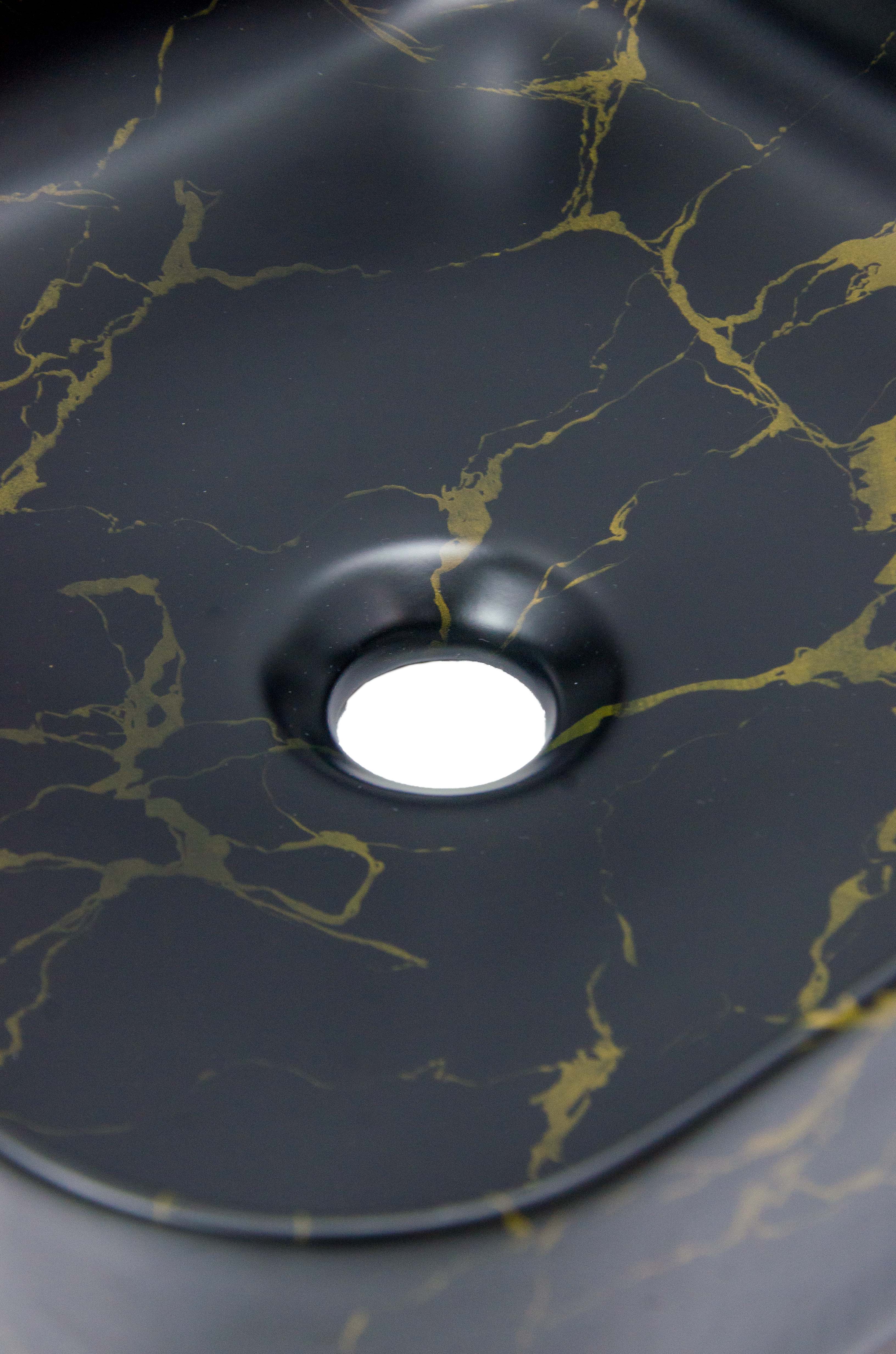 Раковина накладная HOLLER K-6508-SZ9 (385*385*135мм), темный мрамор