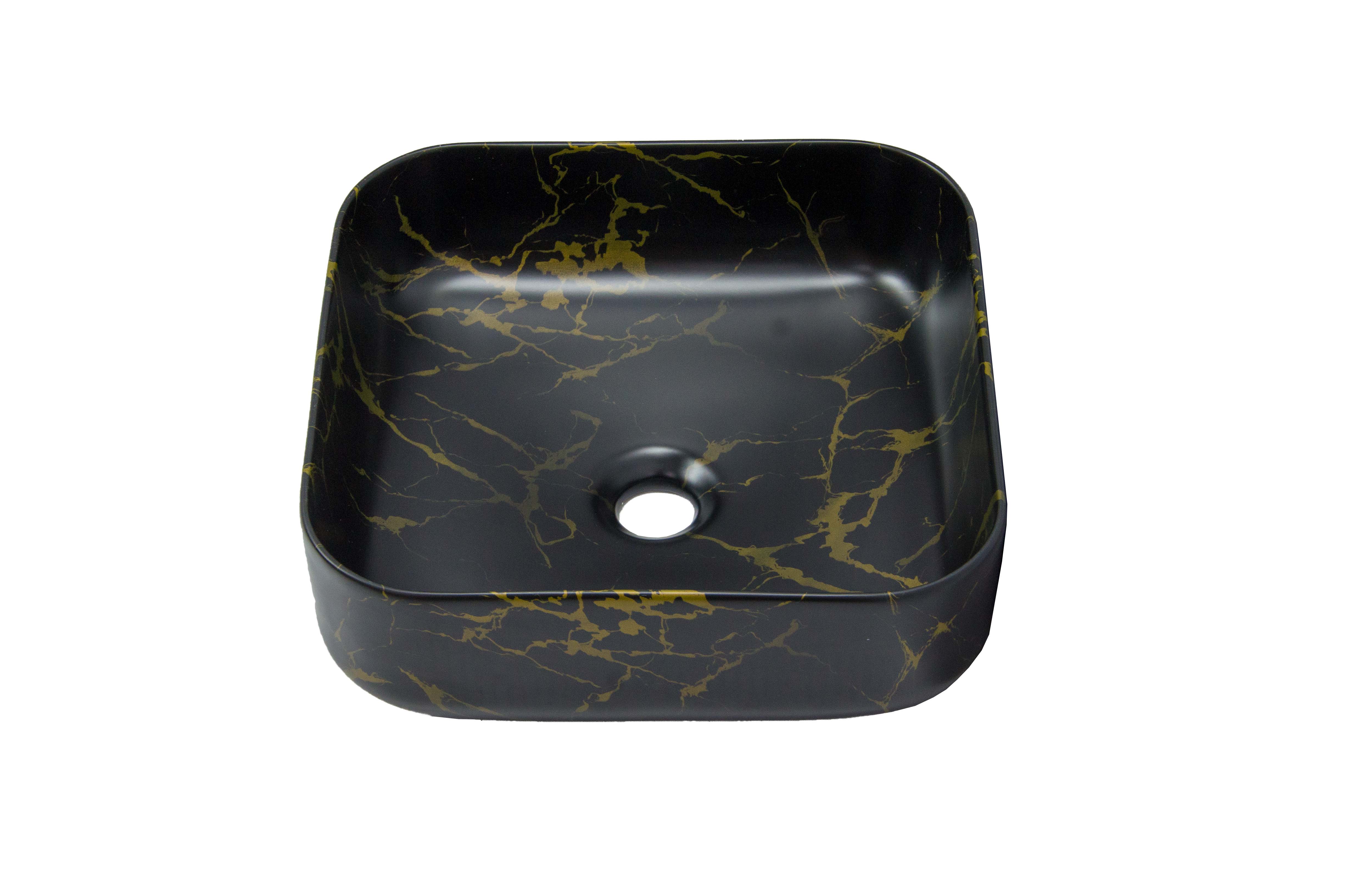 Раковина накладная HOLLER K-6508-SZ9 (385*385*135мм), темный мрамор