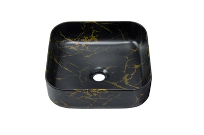 Раковина накладная HOLLER K-6508-SZ9 (385*385*135мм), темный мрамор