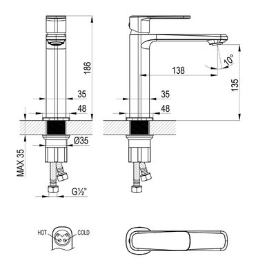 LMF-1014B-C Melior Смеситель для раковины, одноручный, латунь, хром LEMARK