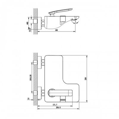 LM6802C Bellario Смеситель для ванны, с коротким изливом, хром LEMARK