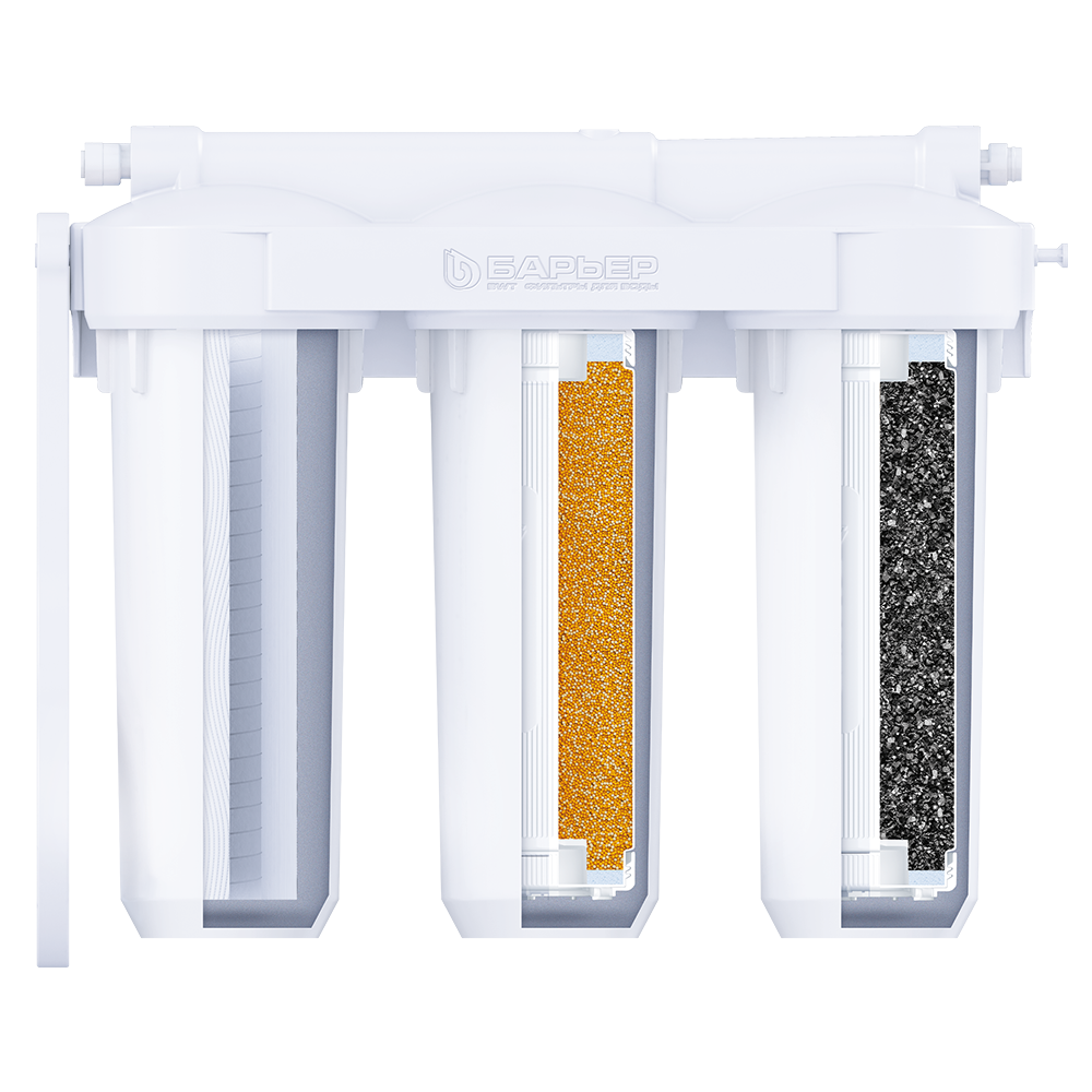 Фильтр проточный Барьер ПРОФИ Slim Line 10 Жесткость, 3 ступени, Лайт (в комплекте: кран) Н123Р00