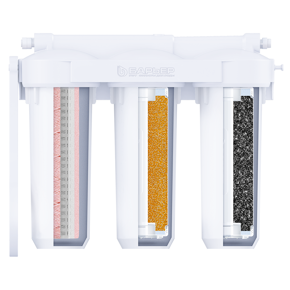 Фильтр проточный Барьер ПРОФИ Slim Line 10 Комплекс, 3 ступени, Лайт (в комплекте: кран) Н143Р00